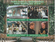 Chad 2018 Royal Wedding #2 Harry & Meghan perf sheetlet containing 4 values unmounted mint. Note this item is privately produced and is offered purely on its thematic appeal, it has no postal validity