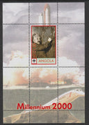 Angola 2000 Millennium 2000 - Einstein perf s/sheet (background shows Shuttle, Concorde & Scout Logo) unmounted mint with title at bottom, from alimited printing