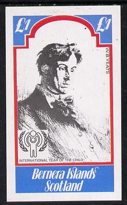 Bernera 1979 Int Year of the Child - Writers (W B Yeats) imperf souvenir sheet (£1 value) unmounted mint