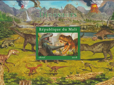 Mali 2018 Dinosaurs #1 perf souvenir sheet unmounted mint. Note this item is privately produced and is offered purely on its thematic appeal.