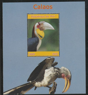 Mali 2018 Hornbills perf souvenir sheet unmounted mint. Note this item is privately produced and is offered purely on its thematic appeal.