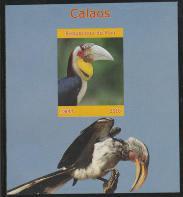 Mali 2018 Hornbills imperf souvenir sheet unmounted mint. Note this item is privately produced and is offered purely on its thematic appeal.