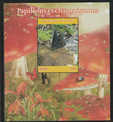 Mali 2018 Butterflies & Fungi perf souvenir sheet unmounted mint. Note this item is privately produced and is offered purely on its thematic appeal.