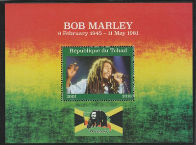 Chad 2018 Bob Marley perf souvenir sheet unmounted mint. Note this item is privately produced and is offered purely on its thematic appeal.