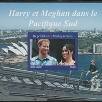 Madagascar 2018 Harry & Meghan South Pacific Tour imperf souvenir sheet unmounted mint. Note this item is privately produced and is offered purely on its thematic appeal.