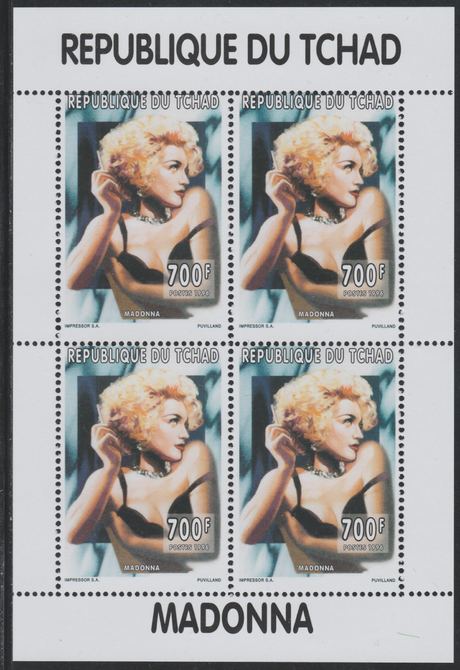 Chad 1996 Madonna perf sheetlet containing 4 values unmounted mint