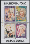 Chad 1996 Marilyn Monroe perf sheetlet containing 4 values unmounted mint