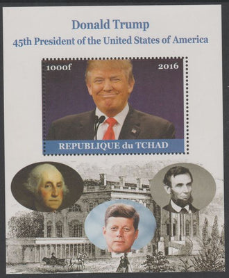 Chad 2016 Donald Trump perf s/sheet containing 1 value unmounted mint. Note this item is privately produced and is offered purely on its thematic appeal. .