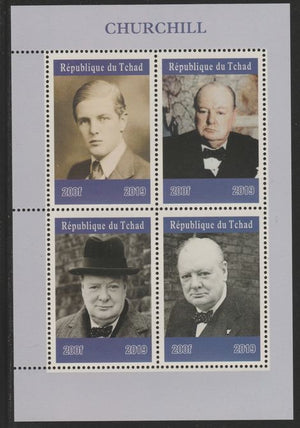 Chad 2019 Churchill perf sheetlet containing 4 values unmounted mint. Note this item is privately produced and is offered purely on its thematic appeal, it has no postal validity