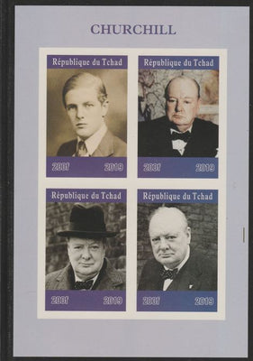 Chad 2019 Churchill imperf sheetlet containing 4 values unmounted mint. Note this item is privately produced and is offered purely on its thematic appeal, it has no postal validity