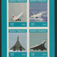 Madagascar 2019 Concorde imperf sheetlet containing 4 values unmounted mint. Note this item is privately produced and is offered purely on its thematic appeal, it has no postal validity