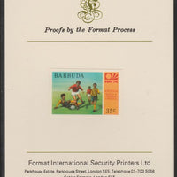 Barbuda 1974 World Cup Football 35c imperf proof mounted on Format International proof card (as SG 168)