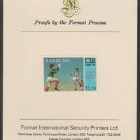 Barbuda 1974 World Cup Football $1.20 imperf proof mounted on Format International proof card (as SG 169)