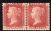 Great Britain 1858 1d red plate 91 horiz pair JJ-JK extremely fresh and looks unmounted