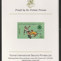 Libya 1982 Football World Cup 300dh imperf mounted on Format International Proof Card, as SG1183