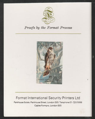 Libya 1982 Birds - Lanner Falcon 15dh imperf mounted on Format International Proof Card, as SG1190