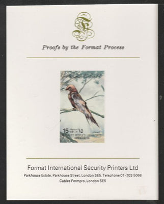 Libya 1982 Birds - Eurasian Swift 15dh imperf mounted on Format International Proof Card, as SG1191