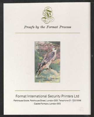 Libya 1982 Birds - Peregrine Falcon 15dh imperf mounted on Format International Proof Card, as SG1192