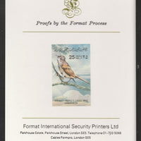 Libya 1982 Birds - Whitethroat 25dh imperf mounted on Format International Proof Card, as SG1194