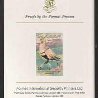 Libya 1982 Birds - Black-Bellied Sand Grouse 25dh imperf mounted on Format International Proof Card, as SG1196
