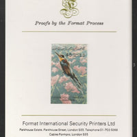 Libya 1982 Birds - European Bee-Eater 45dh imperf mounted on Format International Proof Card, as SG1199