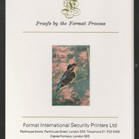 Libya 1982 Birds - River Kingfisher 45dh imperf mounted on Format International Proof Card, as SG1200
