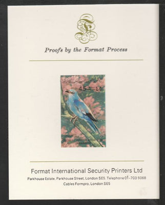 Libya 1982 Birds - European Roller45dh imperf mounted on Format International Proof Card, as SG1201