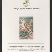 Libya 1982 Birds - Barn Owl 95dh imperf mounted on Format International Proof Card, as SG1203