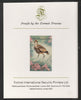 Libya 1982 Birds - Cream Coloured Courser 95dh imperf mounted on Format International Proof Card, as SG1204