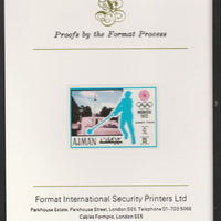 Ajman 1971 Hammer 5dh from Munich Olympics set, imperf proof mounted on Format International proof card, as Mi 730B
