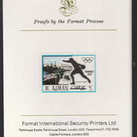 Ajman 1971 Discus 6dh from Munich Olympics set, imperf proof mounted on Format International proof card, as Mi 731B