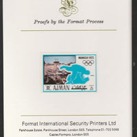 Ajman 1971 Judo 8dh from Munich Olympics set, imperf proof mounted on Format International proof card, as Mi 732B