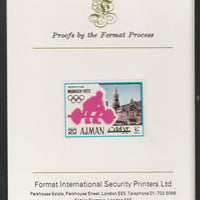 Ajman 1971 Weightlifting 20dh from Munich Olympics set, imperf proof mounted on Format International proof card, as Mi 736B