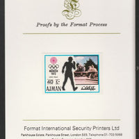 Ajman 1971 Walk 40dh from Munich Olympics set, imperf proof mounted on Format International proof card, as Mi 740B