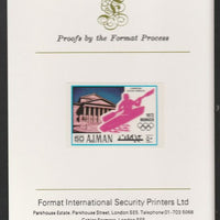 Ajman 1971 Canoeing 50dh from Munich Olympics set, imperf proof mounted on Format International proof card, as Mi 741B