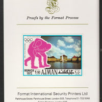 Ajman 1971 Wrestling 1R50 from Munich Olympics set, imperf proof mounted on Format International proof card, as Mi 743B