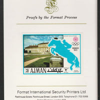 Ajman 1971 Show Jumping 3R from Munich Olympics set, imperf proof mounted on Format International proof card, as Mi 745B