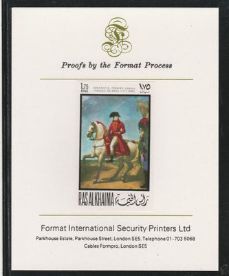 Ras Al Khaima 1969 Napoleon by Antoine-Jean Gros 1.75R,imperf mounted on Format International proof card, as Mi 322B