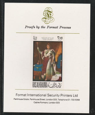 Ras Al Khaima 1969 Napoleon by Simon Gerard.3.75R,imperf mounted on Format International proof card, as Mi 324B