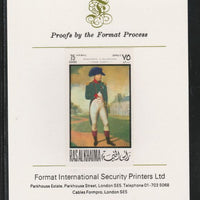 Ras Al Khaima 1969 Napoleon by Jean-Baptiste 75D,imperf mounted on Format International proof card, as Mi 325B