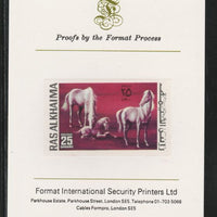 Ras Al Khaima 1972 Horses 25Dh,imperf mounted on Format International proof card, as Mi 657B