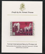 Ras Al Khaima 1972 Horses 25Dh,imperf mounted on Format International proof card, as Mi 657B
