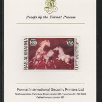 Ras Al Khaima 1972 Horses 1.95R,imperf mounted on Format International proof card, as Mi 661B