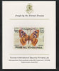 Ras Al Khaima 1972 Butterflies 1.25R,imperf mounted on Format International proof card, as Mi 617B