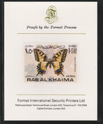 Ras Al Khaima 1972 Butterflies 1.50R,imperf mounted on Format International proof card, as Mi 618B
