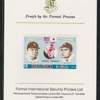 Ras Al Khaima 1972 Baseball USA & Japan 10Dh,imperf mounted on Format International proof card, as Mi 715B