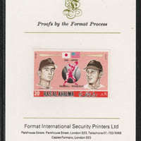 Ras Al Khaima 1972 Baseball USA & Japan 30Dh,imperf mounted on Format International proof card, as Mi 717B