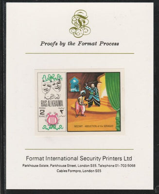 Ras Al Khaima 1969 Scenes from Operas 2R Abduction of the Seraglio by Mozart,imperf mounted on Format International proof card, as Mi 284B