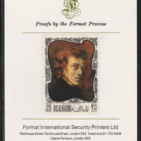 Ras Al Khaima 1969 Paintings of Composers - Chopin,25D imperf mounted on Format International proof card, as Mi 276B