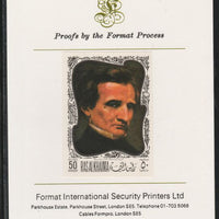 Ras Al Khaima 1969 Paintings of Composers - Berlioz 50D imperf mounted on Format International proof card, as Mi 277B